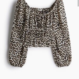 NWT H&M Leopard Print Long Sleeve Blouse